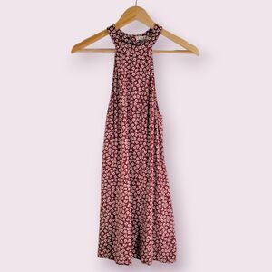 URBAN OUTFITTERS Cope Halter Mini Dress Size S Red Ditsy Floral Keyhole Summer
